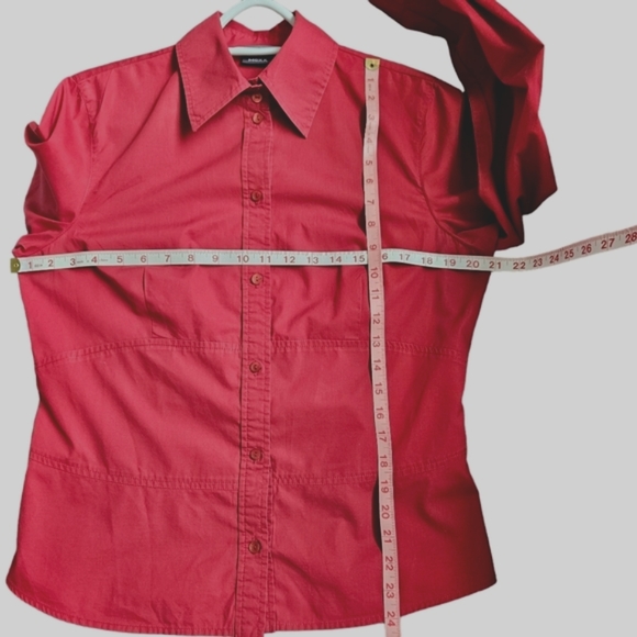 Mexx red fitted button down shirt blouse cotton long sleeve 12 - Picture 11 of 11